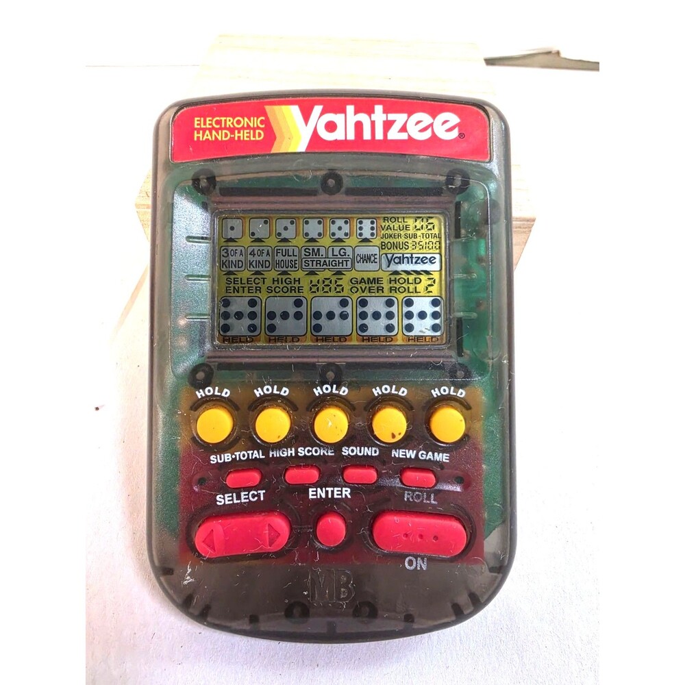 Vintage 1995 Milton Bradley Yahtzee Electronic Handheld Game Translucent Tested